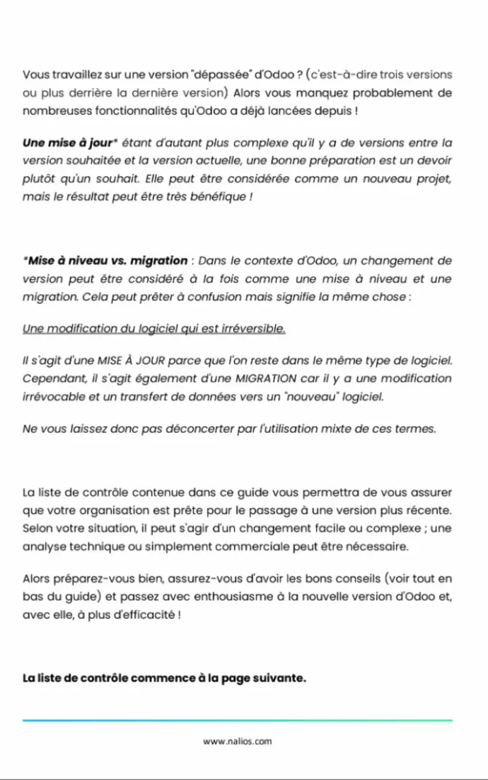 Migration Odoo : le guide pour changer de version | Nalios