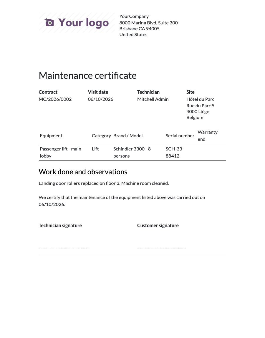 Attestation d’entretien (PDF)
